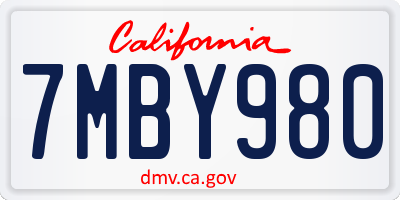 CA license plate 7MBY980