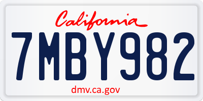 CA license plate 7MBY982