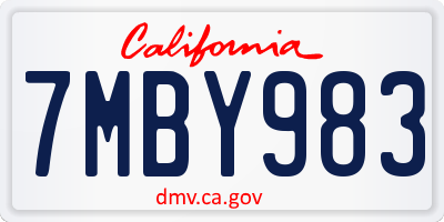 CA license plate 7MBY983