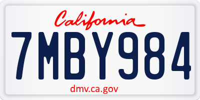 CA license plate 7MBY984
