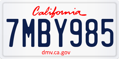 CA license plate 7MBY985