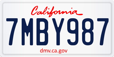 CA license plate 7MBY987