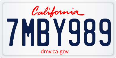 CA license plate 7MBY989