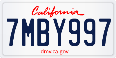 CA license plate 7MBY997