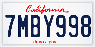 CA license plate 7MBY998