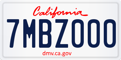 CA license plate 7MBZ000