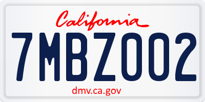 CA license plate 7MBZ002