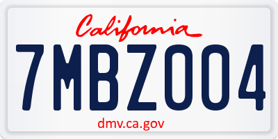 CA license plate 7MBZ004