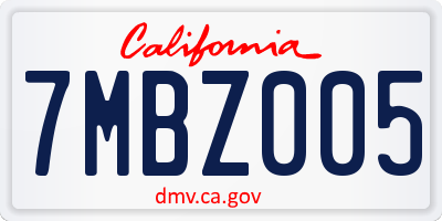 CA license plate 7MBZ005