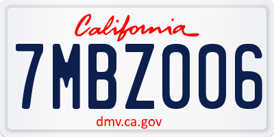 CA license plate 7MBZ006