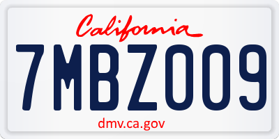 CA license plate 7MBZ009