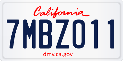 CA license plate 7MBZ011