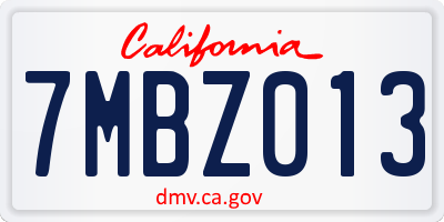 CA license plate 7MBZ013