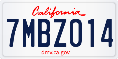 CA license plate 7MBZ014