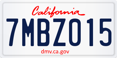 CA license plate 7MBZ015