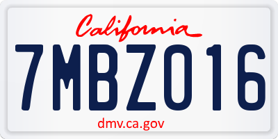 CA license plate 7MBZ016