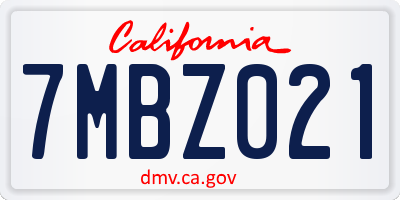 CA license plate 7MBZ021