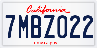 CA license plate 7MBZ022