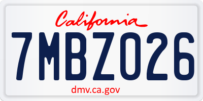 CA license plate 7MBZ026