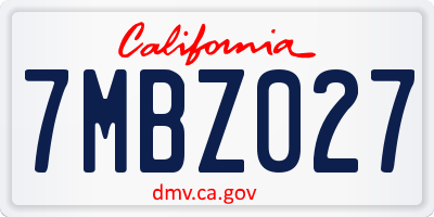 CA license plate 7MBZ027