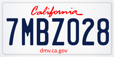 CA license plate 7MBZ028