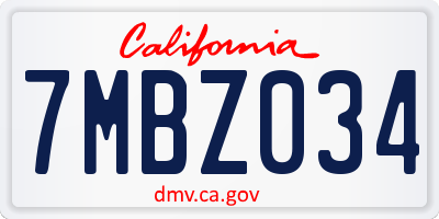 CA license plate 7MBZ034