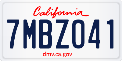 CA license plate 7MBZ041
