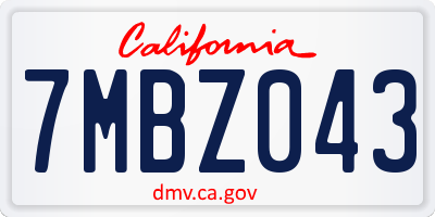CA license plate 7MBZ043