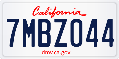 CA license plate 7MBZ044