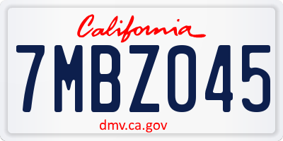 CA license plate 7MBZ045