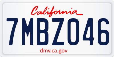 CA license plate 7MBZ046
