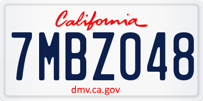 CA license plate 7MBZ048