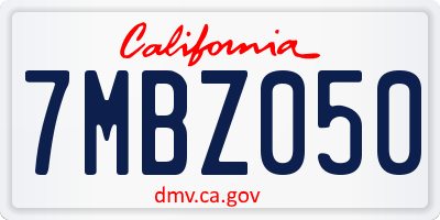 CA license plate 7MBZ050