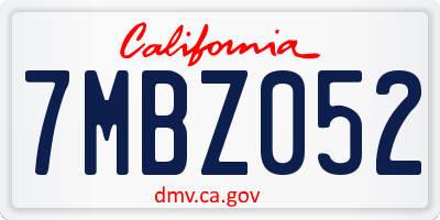 CA license plate 7MBZ052