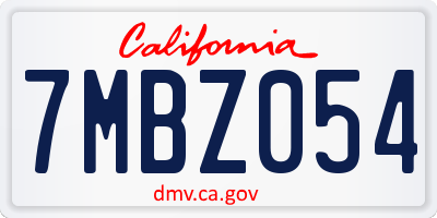 CA license plate 7MBZ054