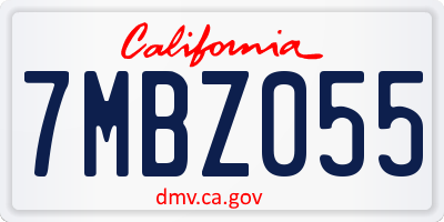 CA license plate 7MBZ055
