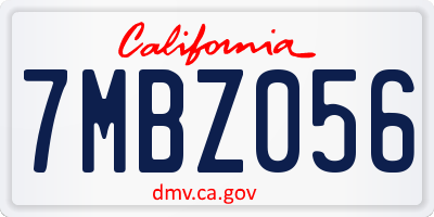CA license plate 7MBZ056