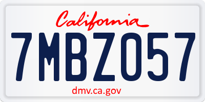 CA license plate 7MBZ057
