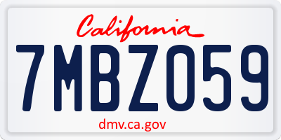 CA license plate 7MBZ059