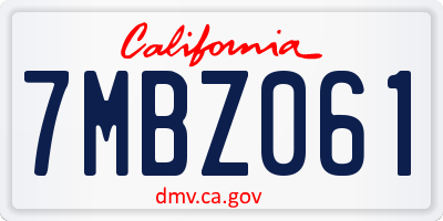 CA license plate 7MBZ061