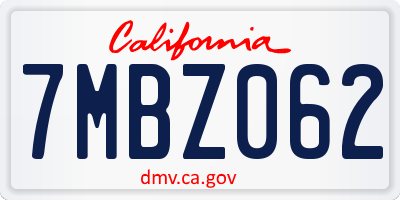 CA license plate 7MBZ062