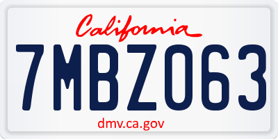 CA license plate 7MBZ063