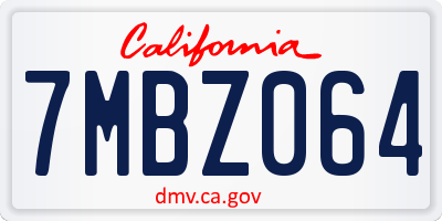 CA license plate 7MBZ064