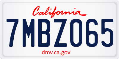 CA license plate 7MBZ065