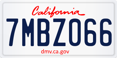 CA license plate 7MBZ066
