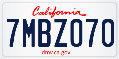 CA license plate 7MBZ070