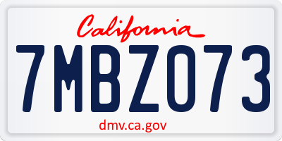 CA license plate 7MBZ073