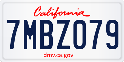 CA license plate 7MBZ079