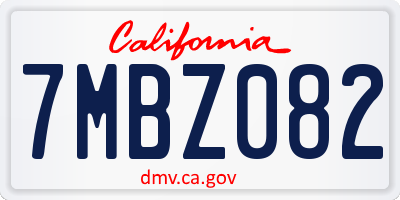 CA license plate 7MBZ082