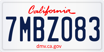 CA license plate 7MBZ083